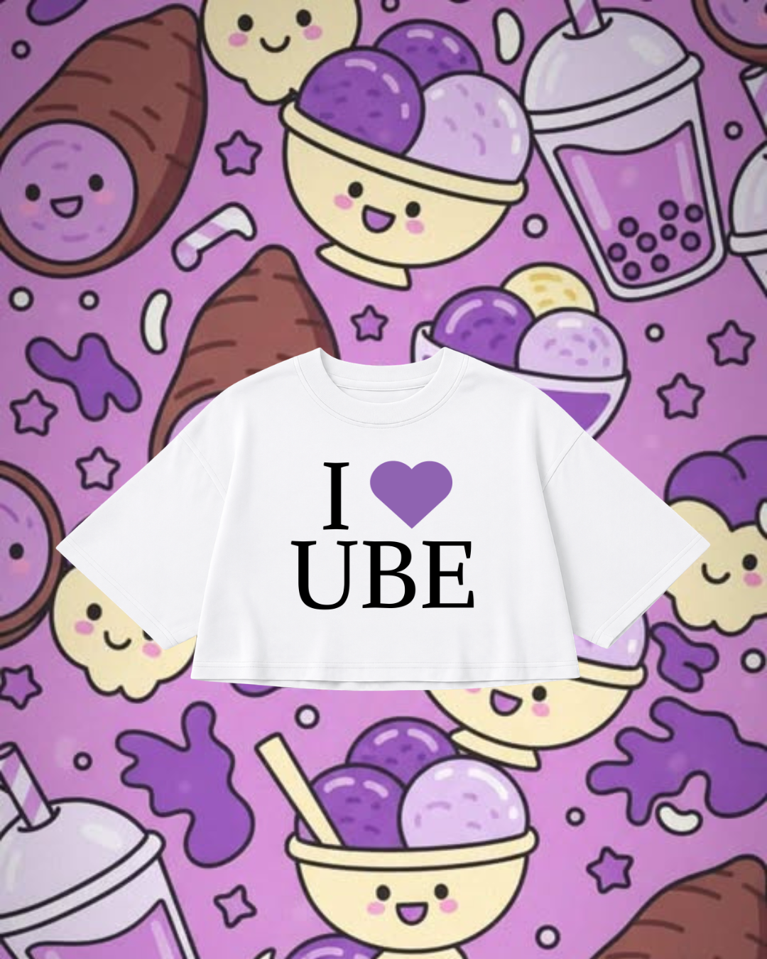 I Heart Ube Oversized Crop Top